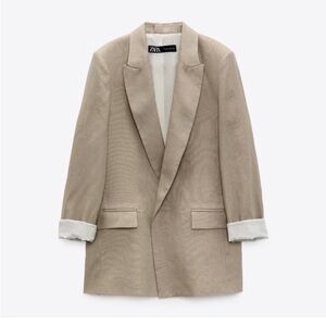 Zara Beige linen effect blazer